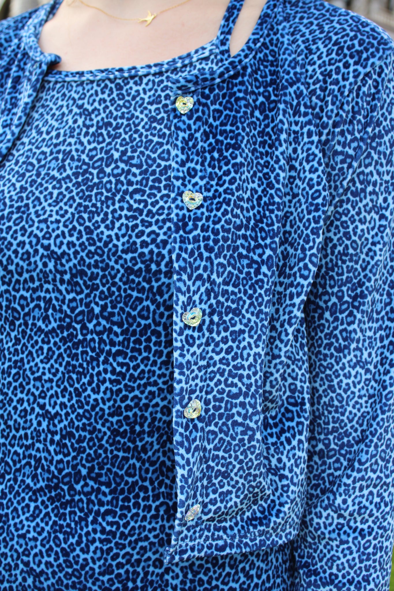 The Cardigan - Blue Velvet Leopard